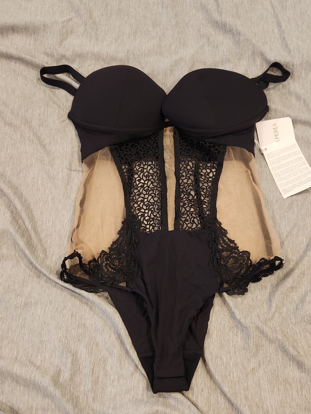 La Perla Black Lace and Sheer Underwire Bodysuit